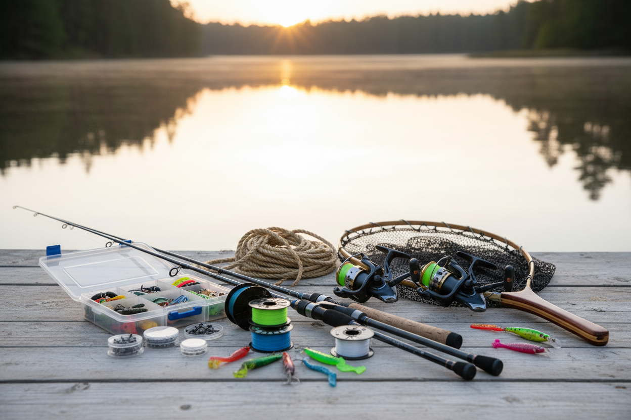 Crée-moi une image par rapport à l'équipement de pêche